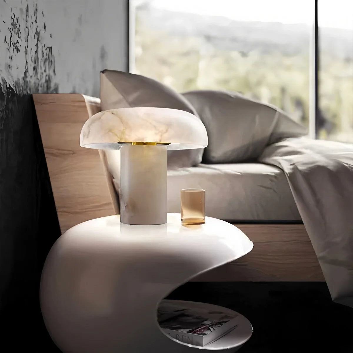 Antizer Creative Mushroom Shaped Spanish Alabaster Table Lamp