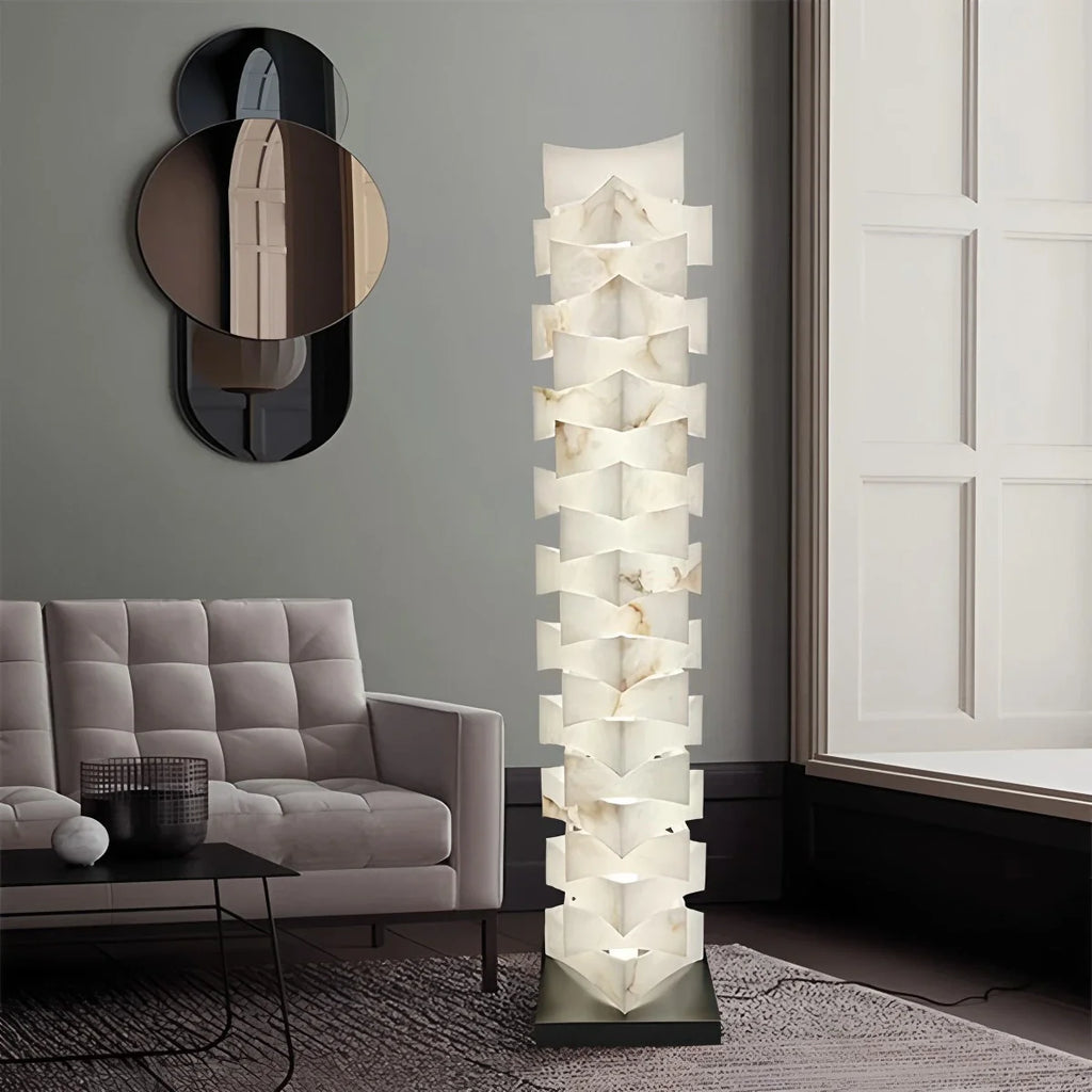 Antizer Creative Stacked Spanish Alabaster Squares Floor Lamp