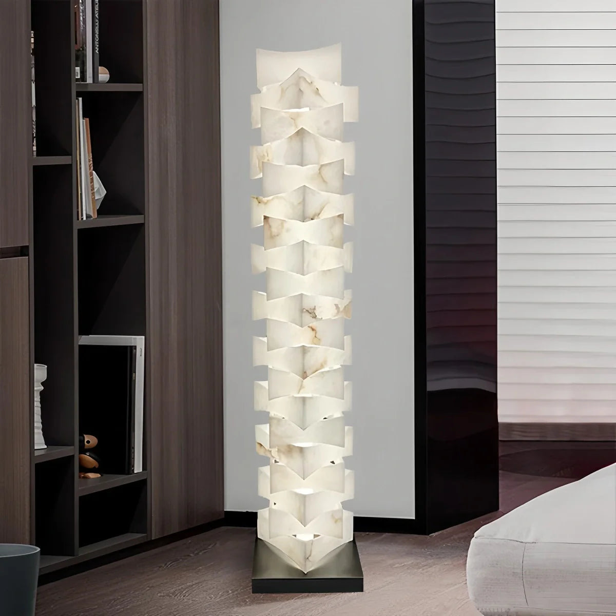 Antizer Creative Stacked Spanish Alabaster Squares Floor Lamp