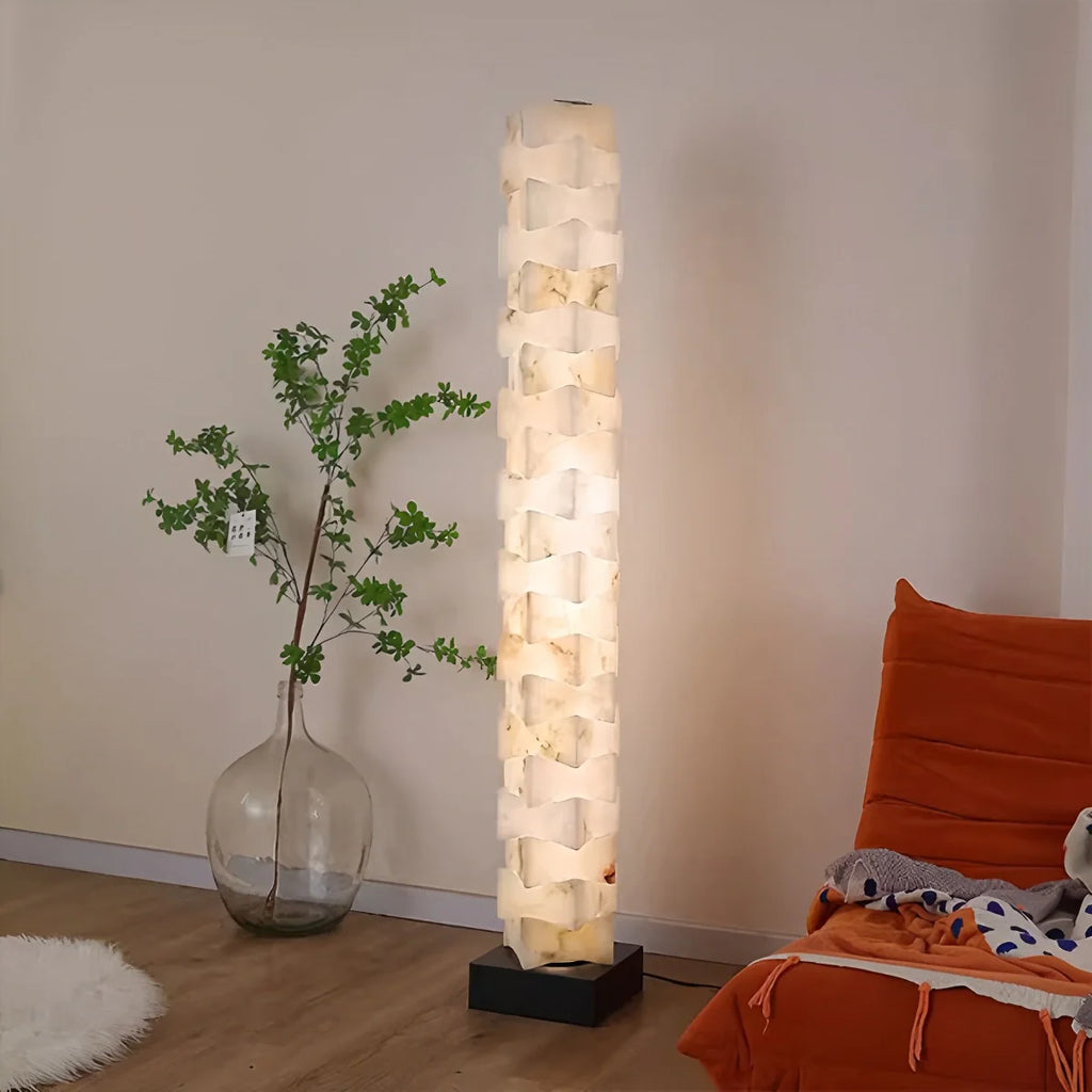 Antizer Creative Stacked Spanish Alabaster Squares Floor Lamp