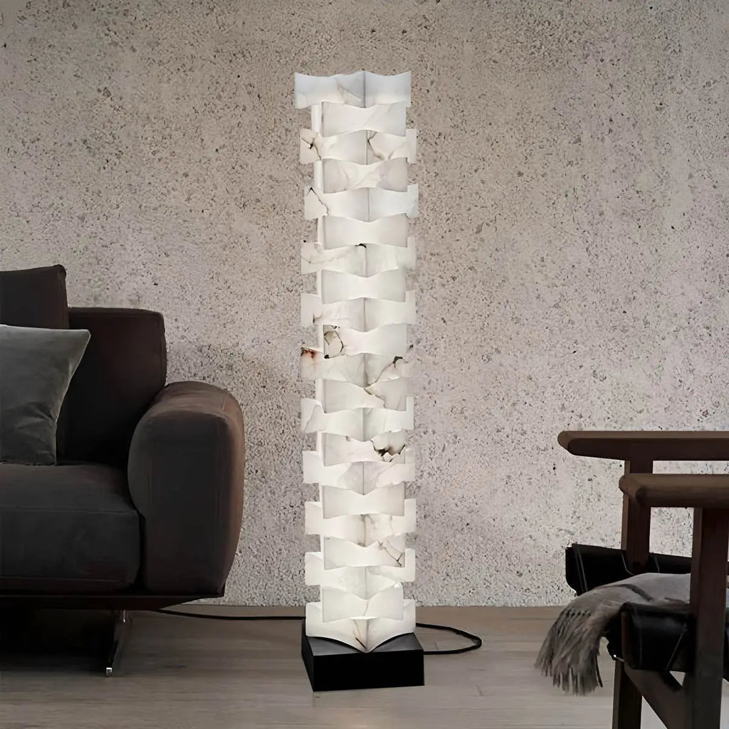Antizer Creative Stacked Spanish Alabaster Squares Floor Lamp