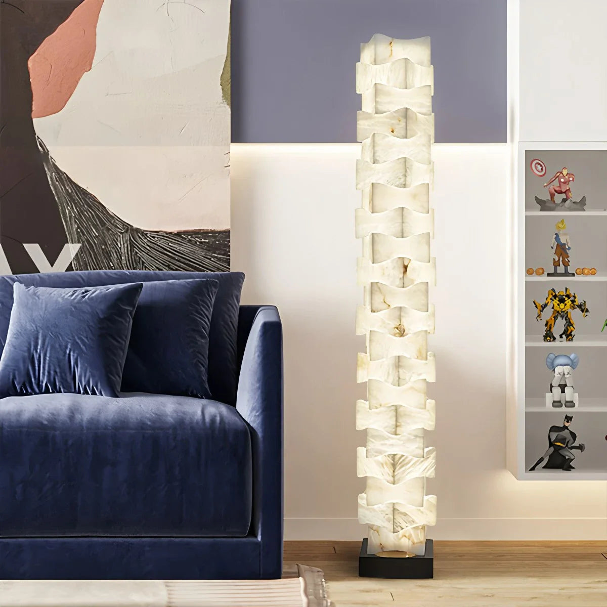 Antizer Creative Stacked Spanish Alabaster Squares Floor Lamp