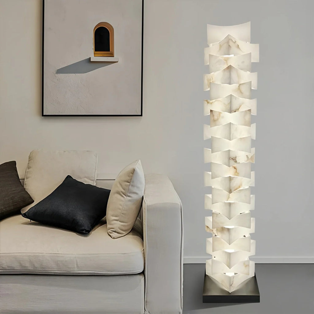 Antizer Creative Stacked Spanish Alabaster Squares Floor Lamp
