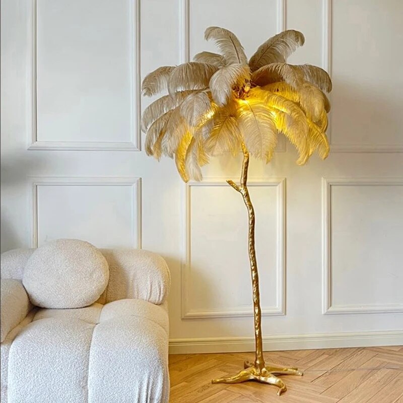 Antizer Feather Palm Tree Floor Lamp for Living Room