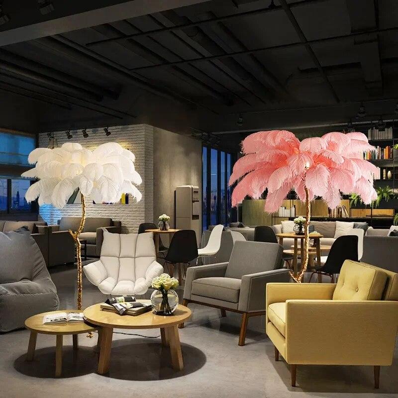 Antizer Feather Palm Tree Floor Lamp for Living Room