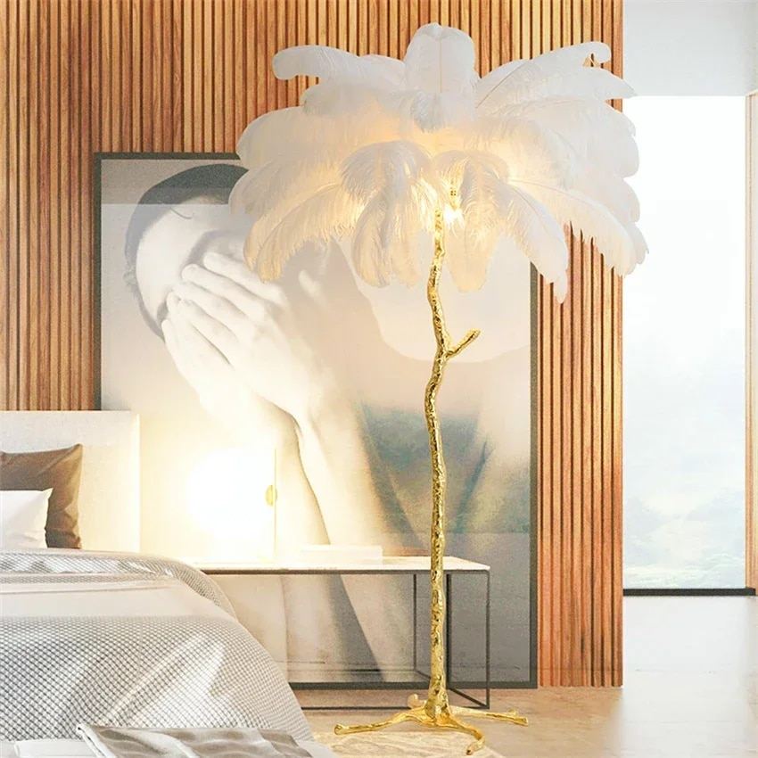 Antizer Feather Palm Tree Floor Lamp for Living Room