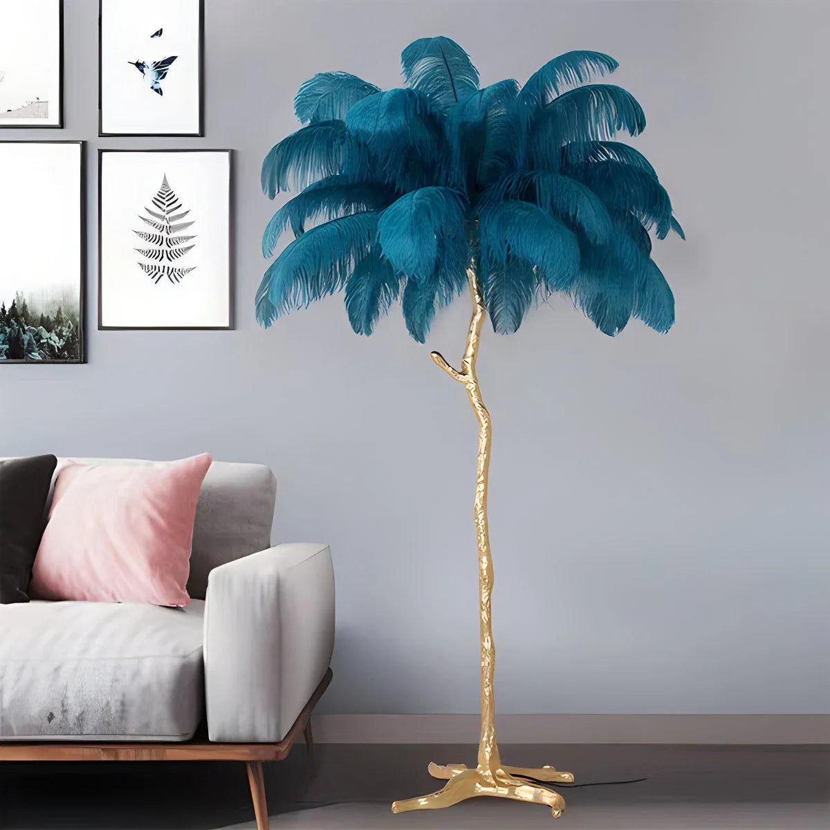 Antizer Feather Palm Tree Floor Lamp for Living Room