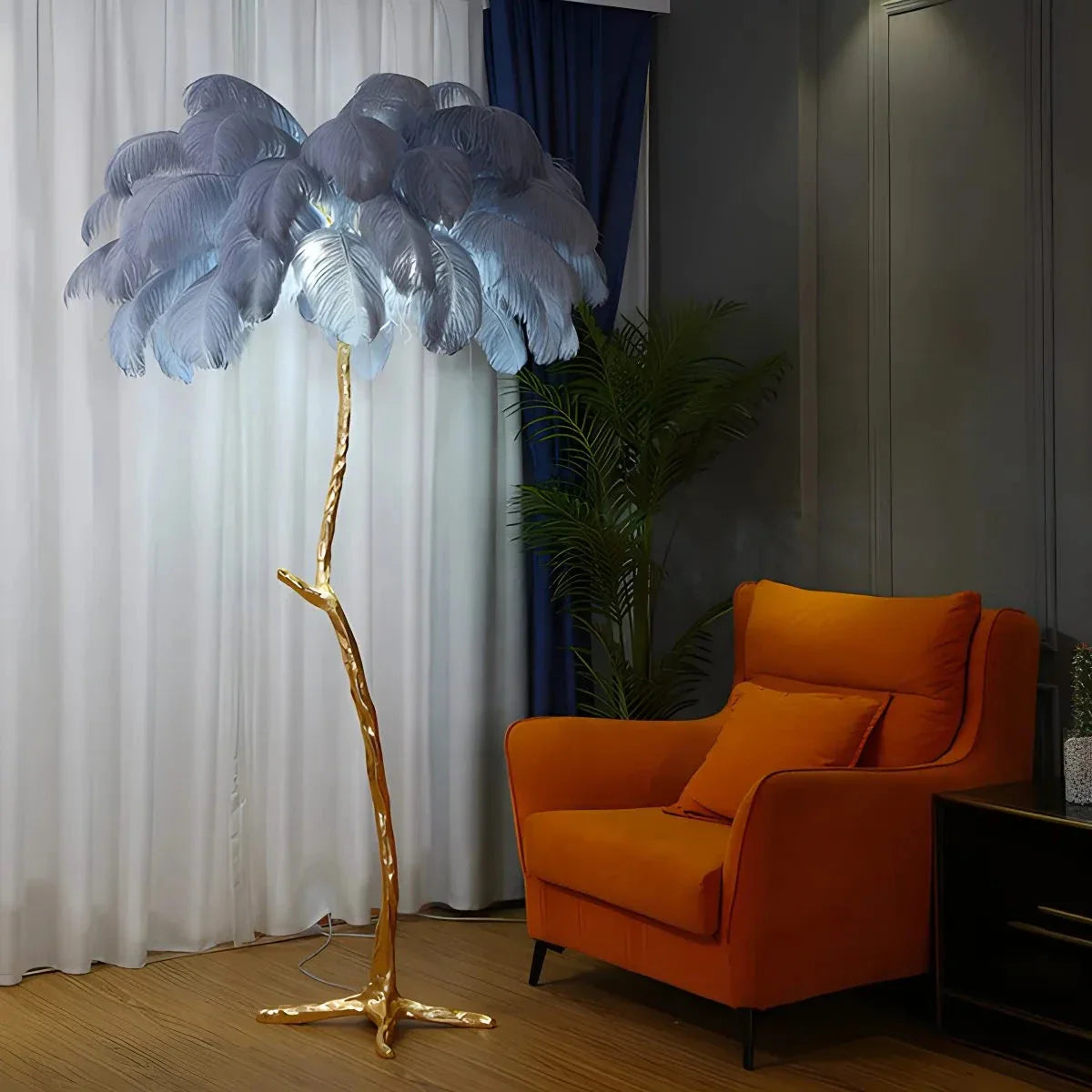Antizer Feather Palm Tree Floor Lamp for Living Room