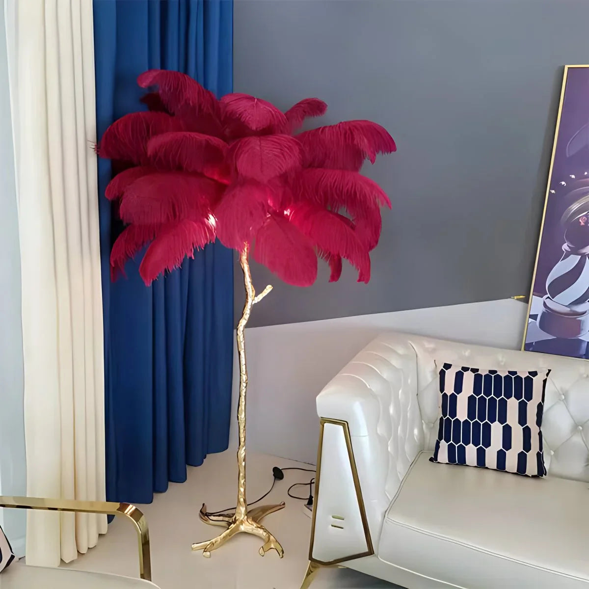 Antizer Feather Palm Tree Floor Lamp for Living Room