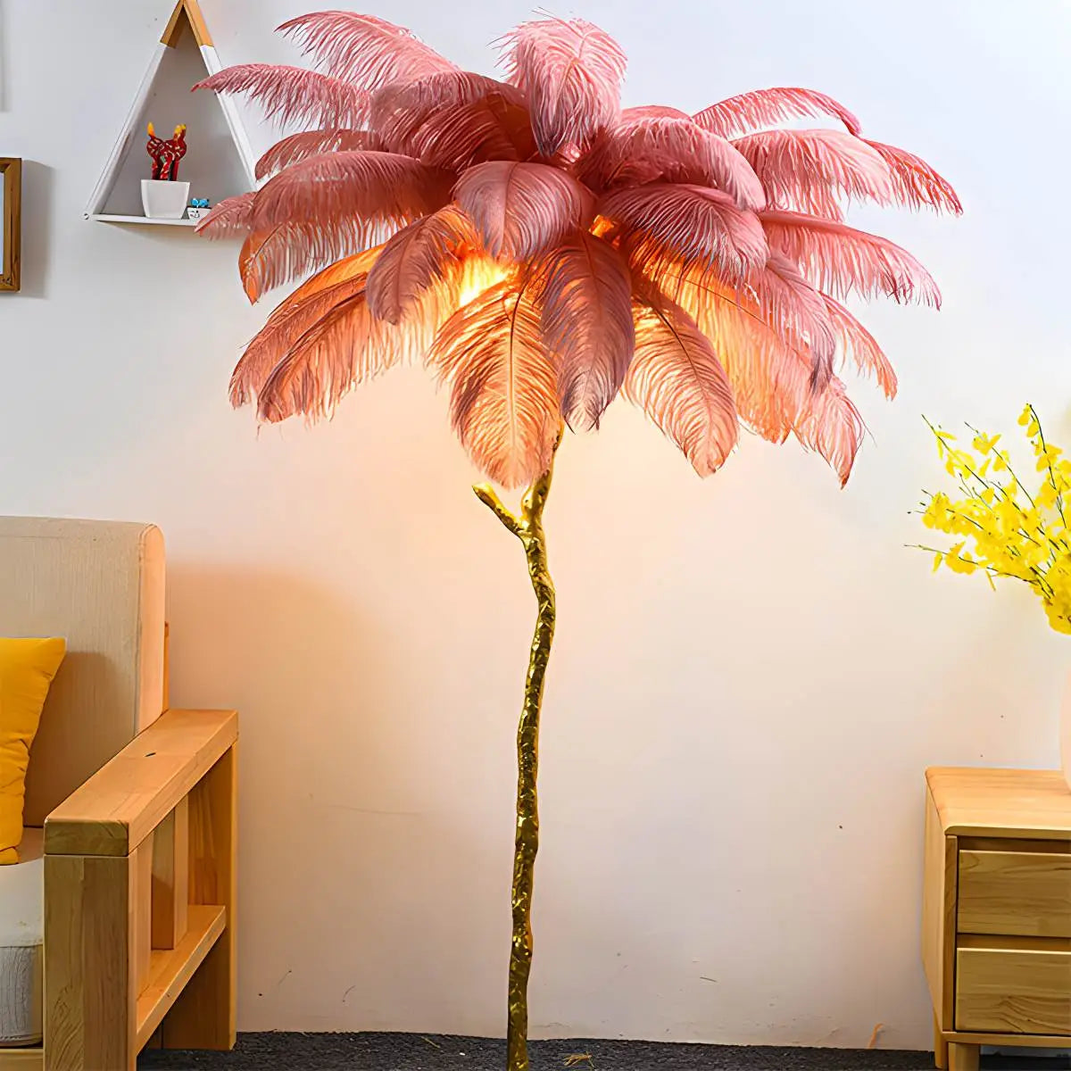 Antizer Feather Palm Tree Floor Lamp for Living Room