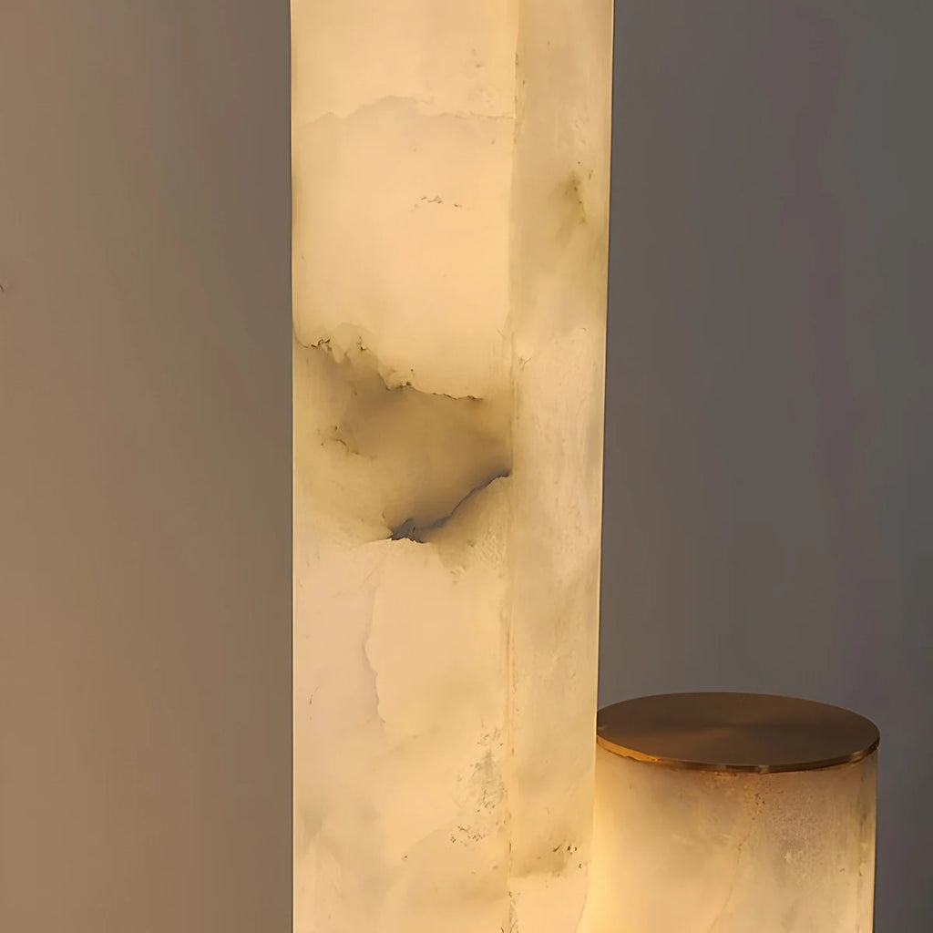 Antizer Copper & Natural Spanish Alabaster Piped Floor Lamp