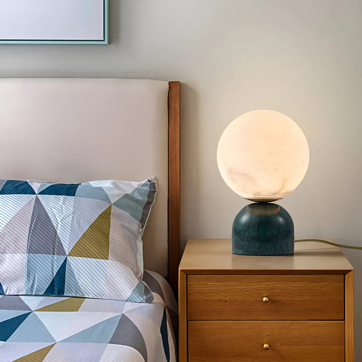 Antizer Modern Globe Spanish Alabaster Table Lamp Bedside Lighting