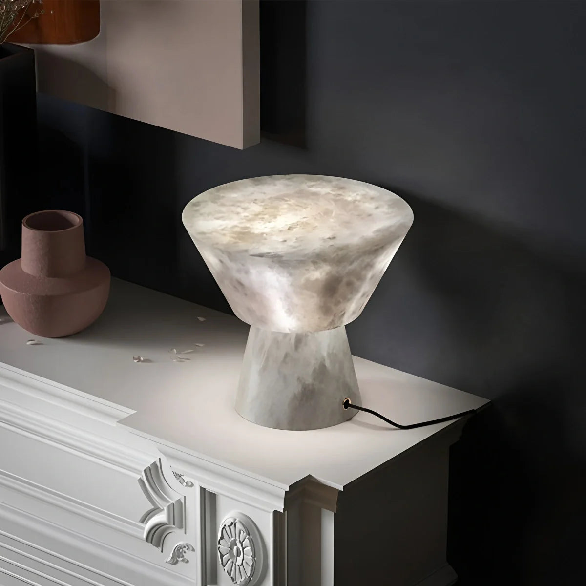 Antizer Spanish Spanish Alabaster Mushroom Head Table Lamp
