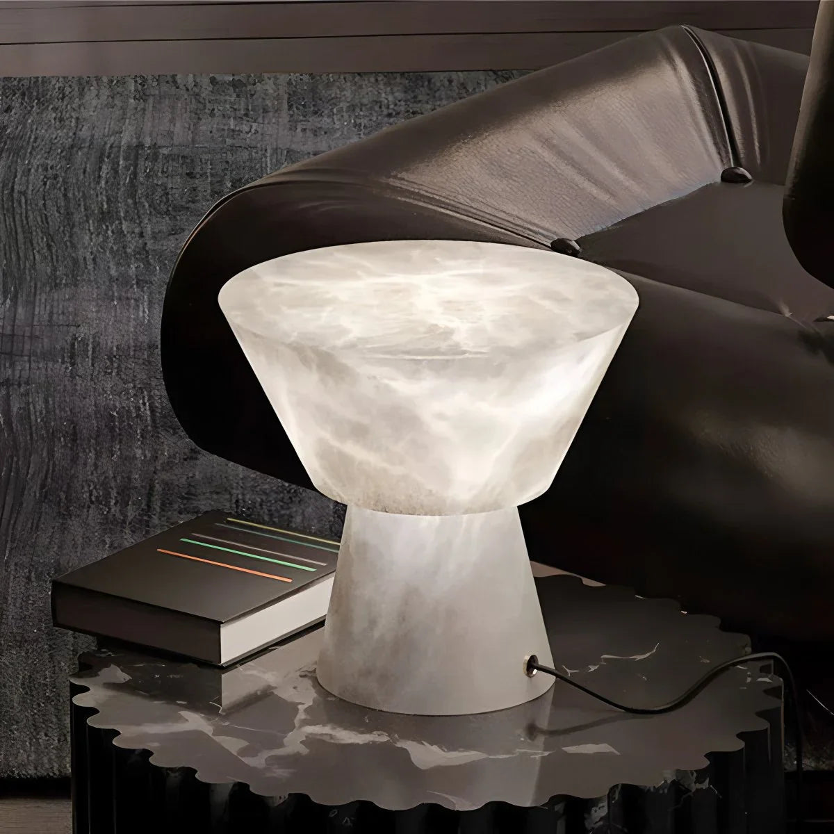 Antizer Spanish Spanish Alabaster Mushroom Head Table Lamp