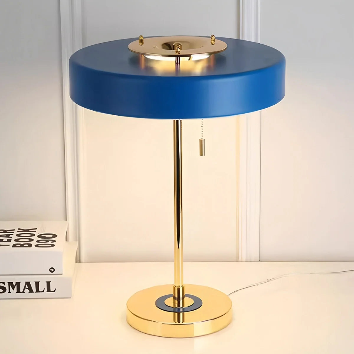 Antizer Mid-Century Round Table Lamp with Pull Chain