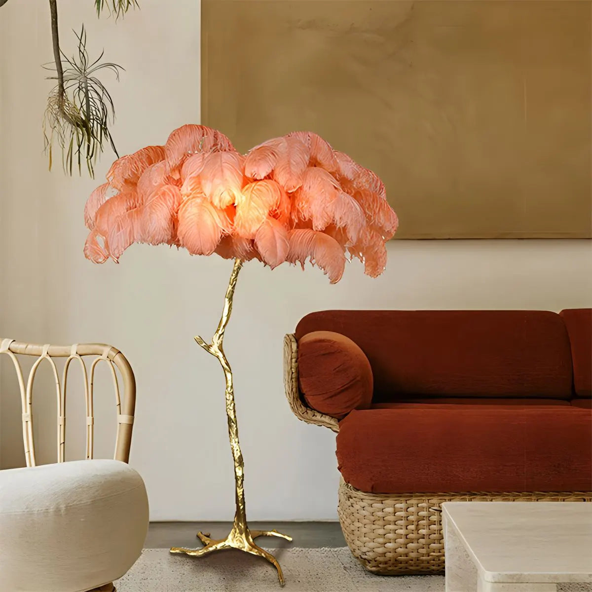 Antizer Feather Palm Tree Floor Lamp for Living Room