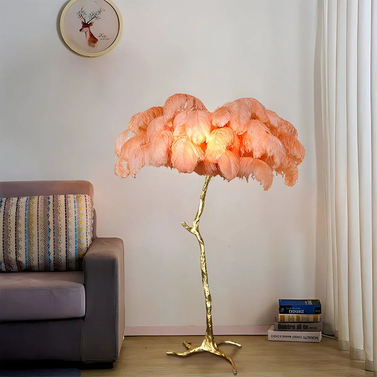 Antizer Feather Palm Tree Floor Lamp for Living Room