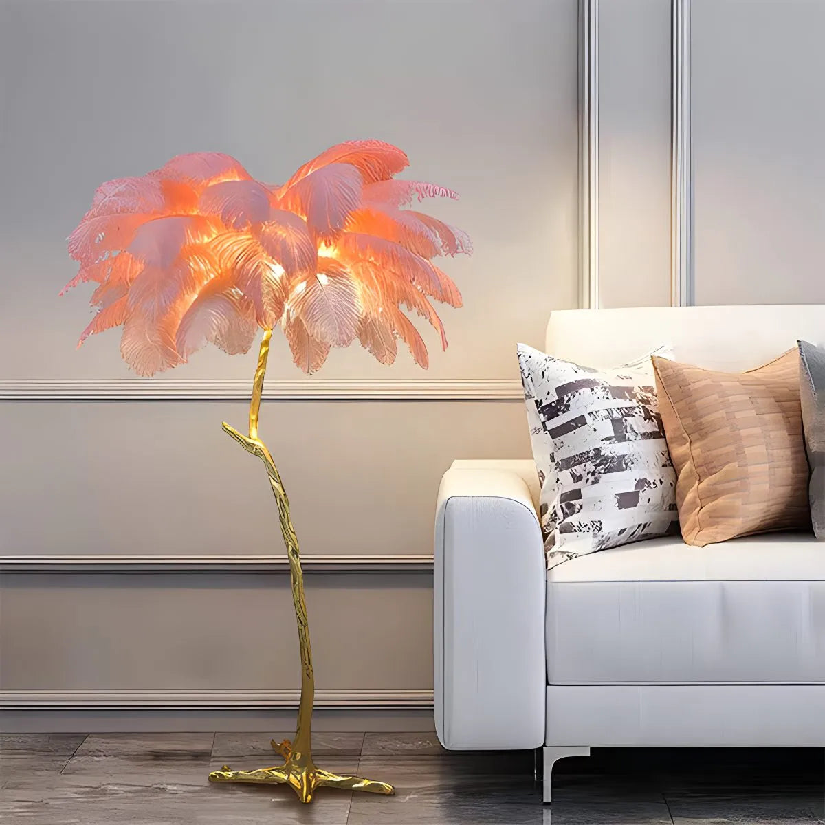 Antizer Feather Palm Tree Floor Lamp for Living Room