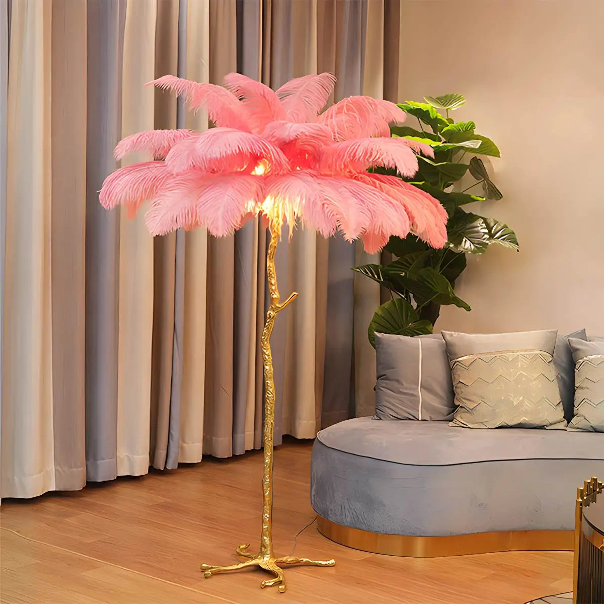 Antizer Feather Palm Tree Floor Lamp for Living Room
