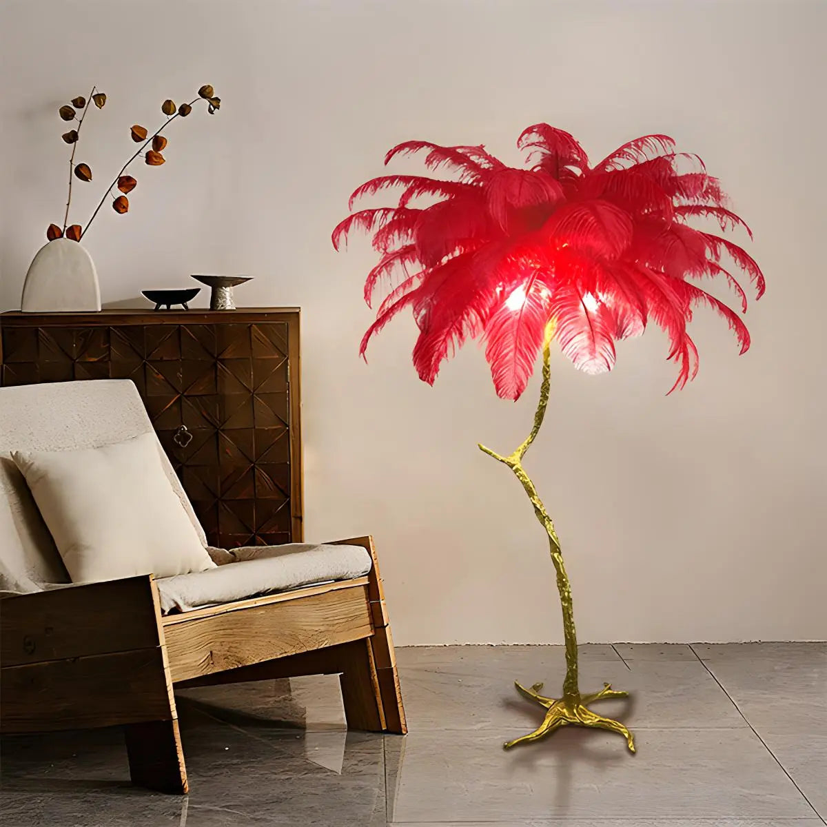 Antizer Feather Palm Tree Floor Lamp for Living Room