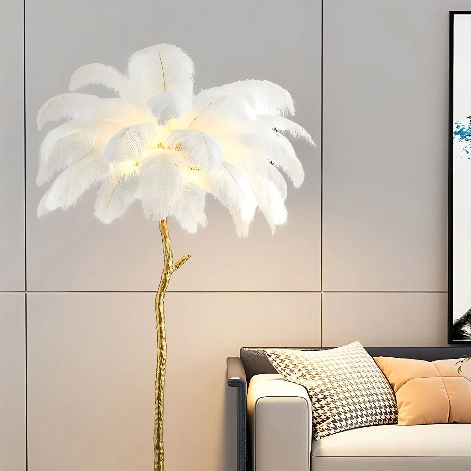Antizer Feather Palm Tree Floor Lamp for Living Room