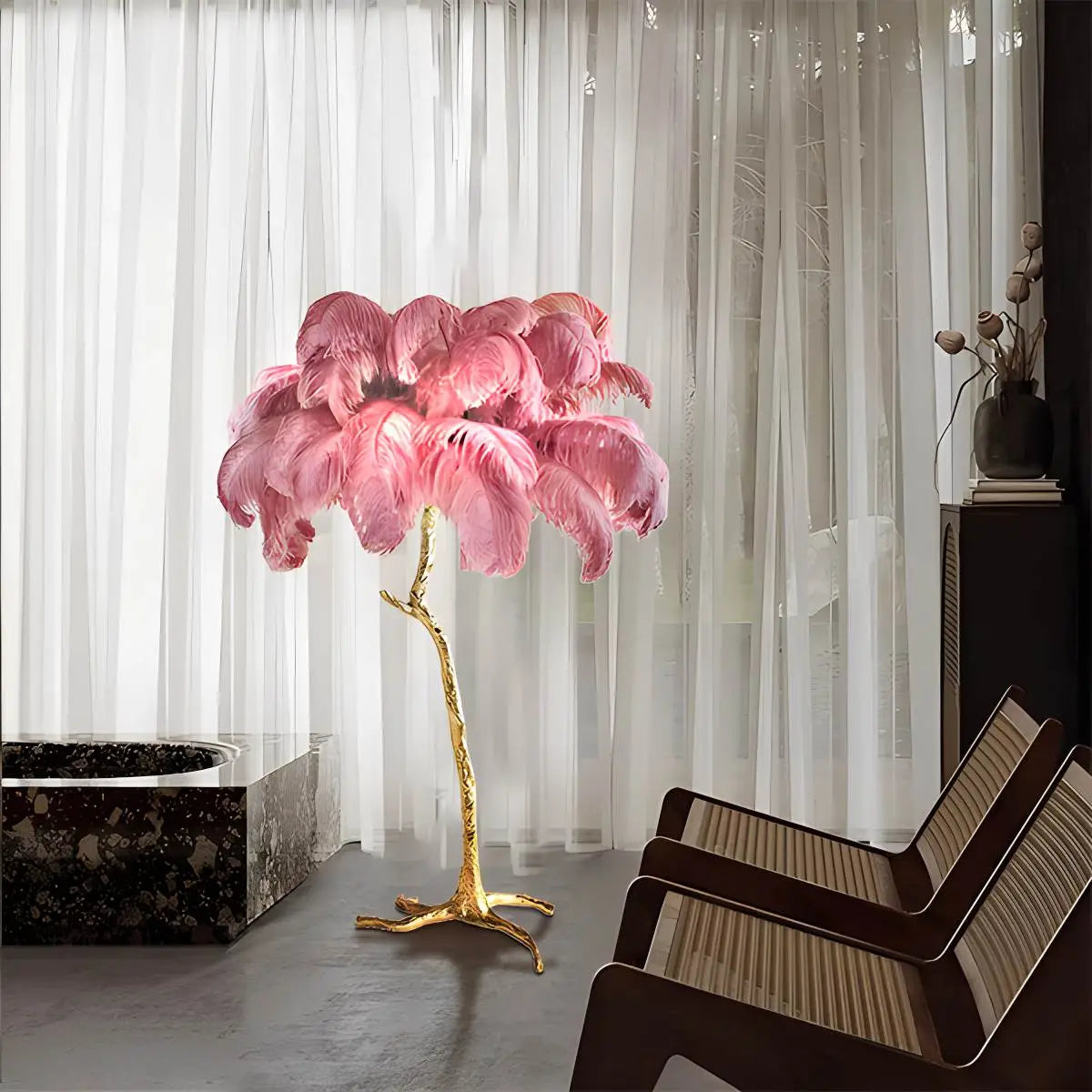 Antizer Feather Palm Tree Floor Lamp for Living Room