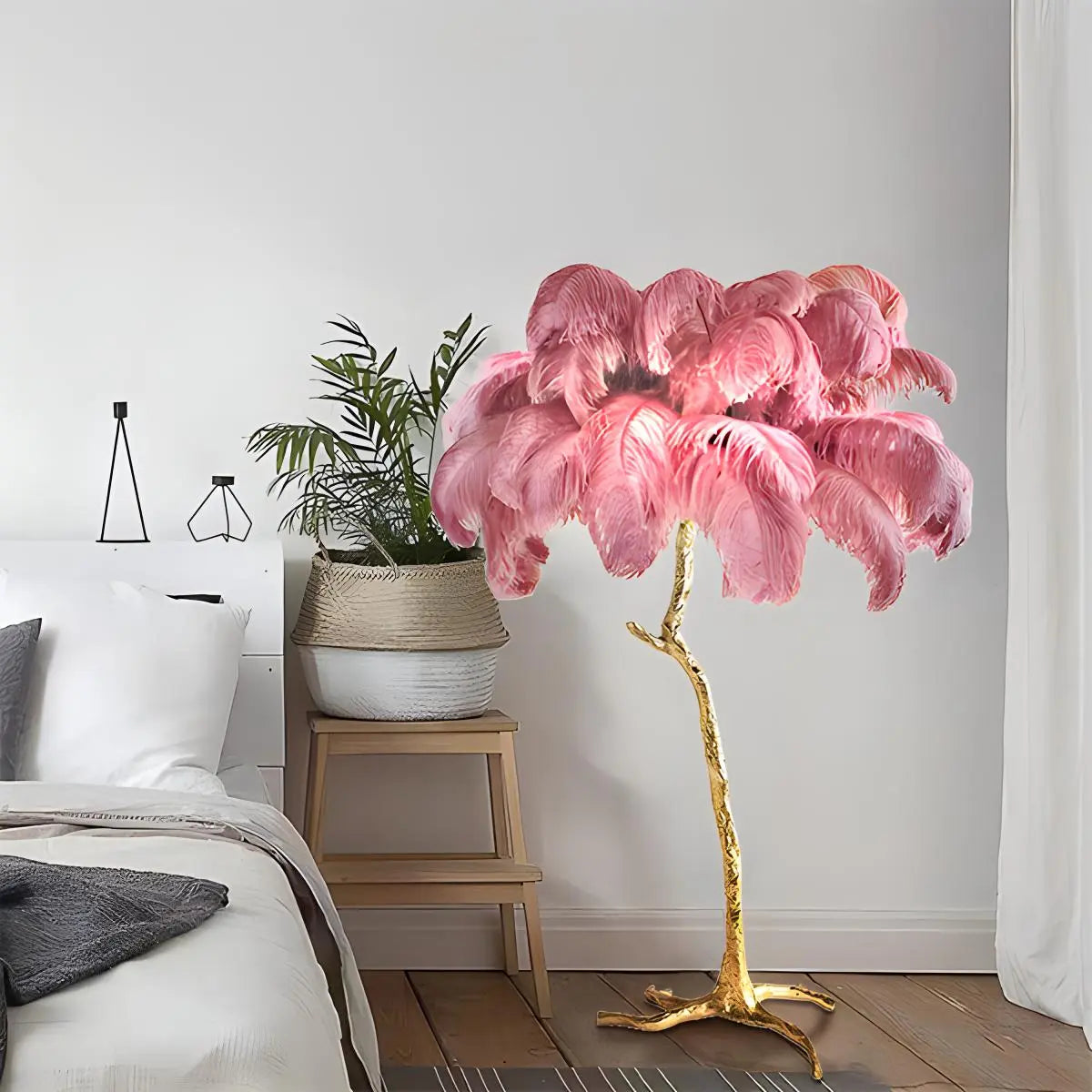 Antizer Feather Palm Tree Floor Lamp for Living Room