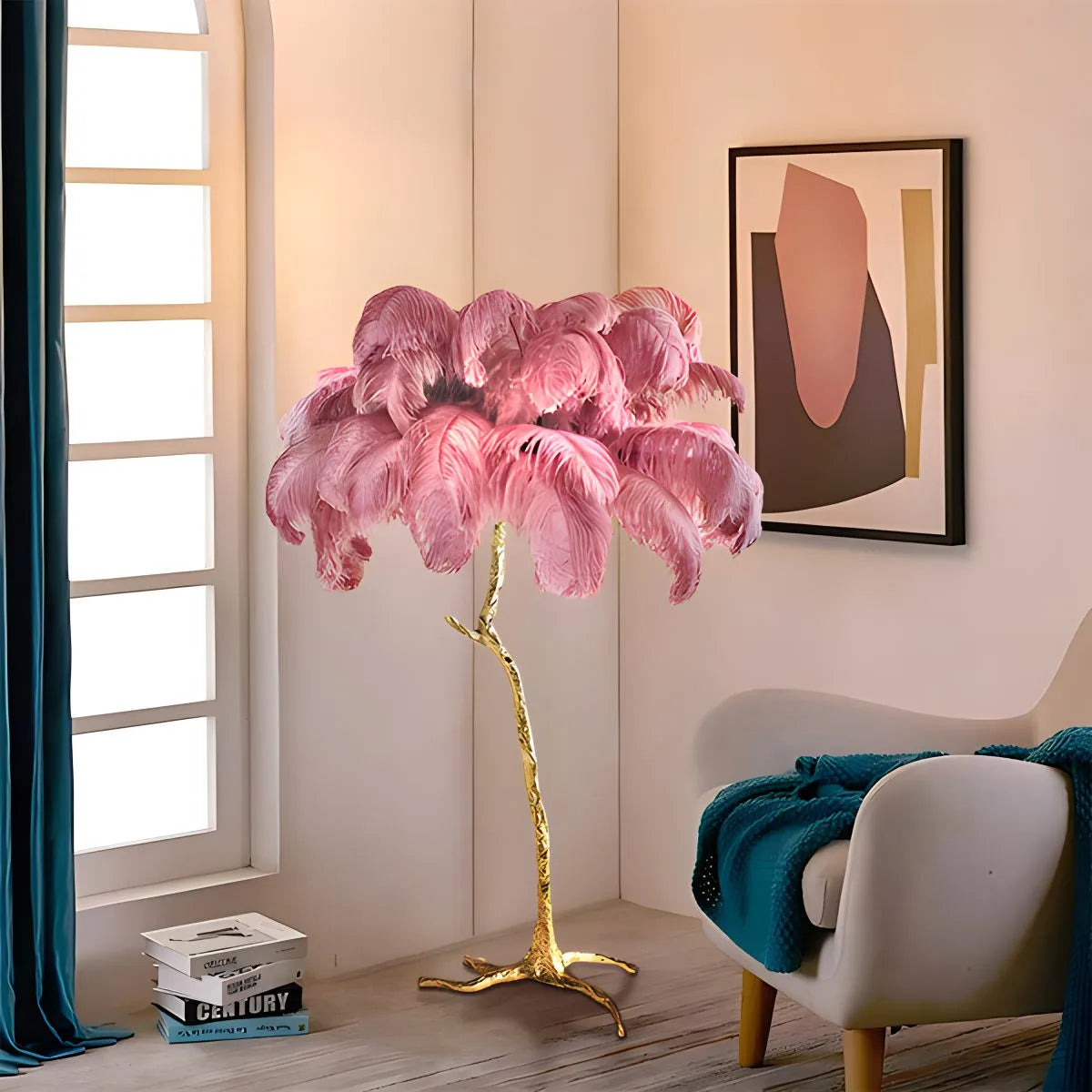 Antizer Feather Palm Tree Floor Lamp for Living Room