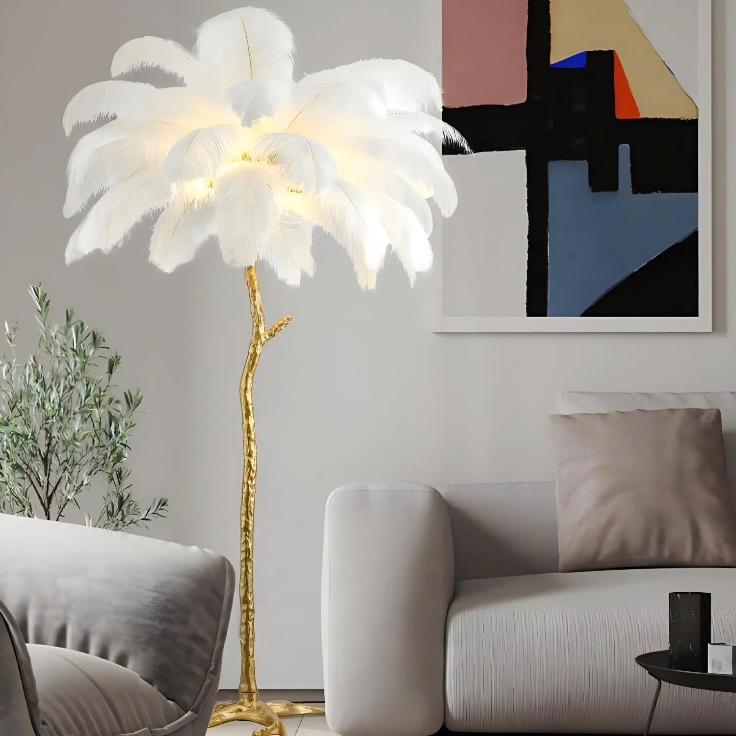 Antizer Feather Palm Tree Floor Lamp for Living Room