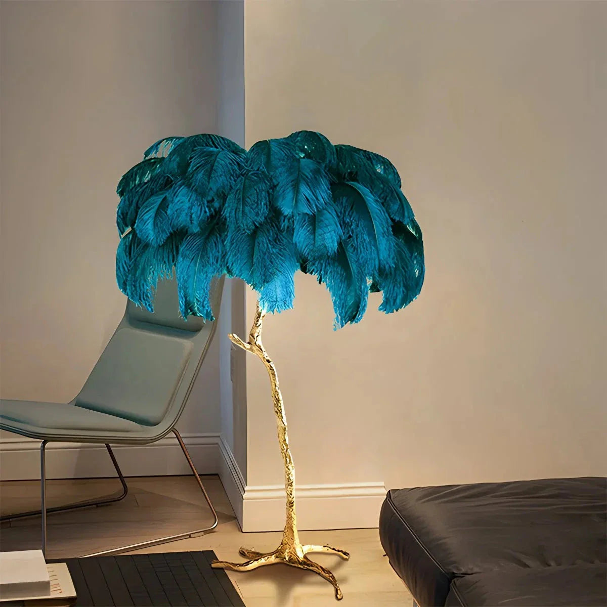 Antizer Feather Palm Tree Floor Lamp for Living Room