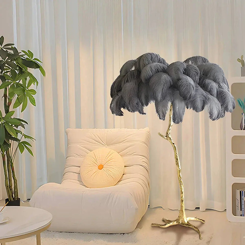 Antizer Feather Palm Tree Floor Lamp for Living Room