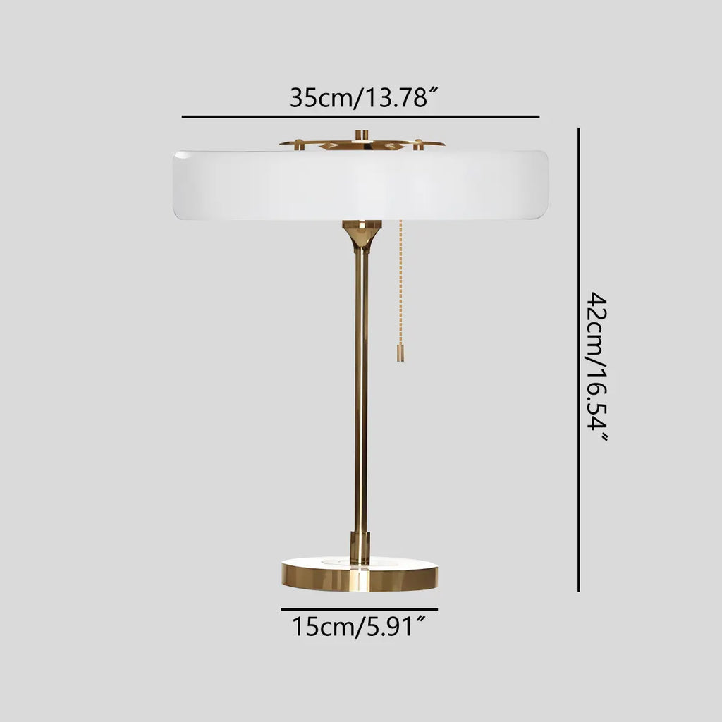 Antizer Mid-Century Round Table Lamp with Pull Chain