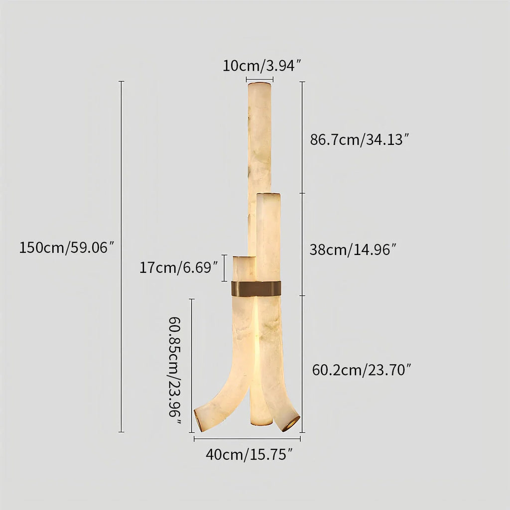 Antizer Copper & Natural Spanish Alabaster Piped Floor Lamp